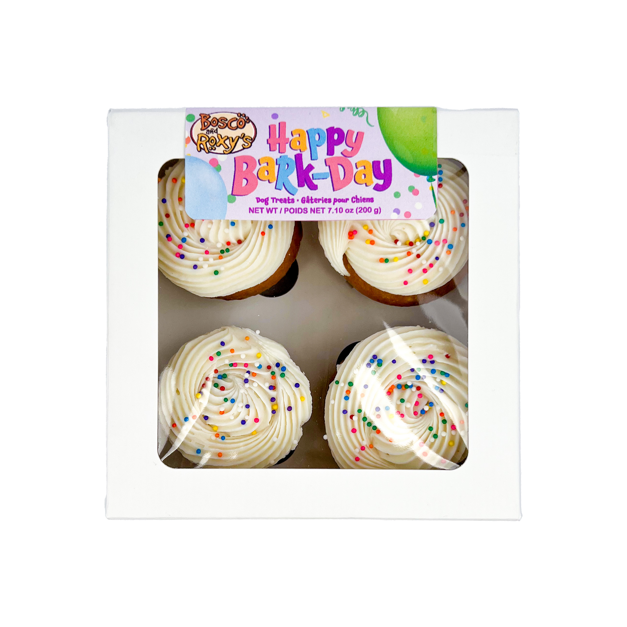 Prepackaged Sprinkled 3D Vanilla Medium Cupcake (4pk) | Birthday