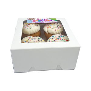 Prepackaged Sprinkled 3D Vanilla Medium Cupcake (4pk) | Birthday