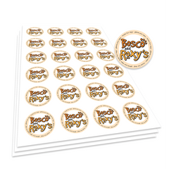 1.5" Bosco and Roxy's Everyday Circle Stickers, $2.50 per 24 labels